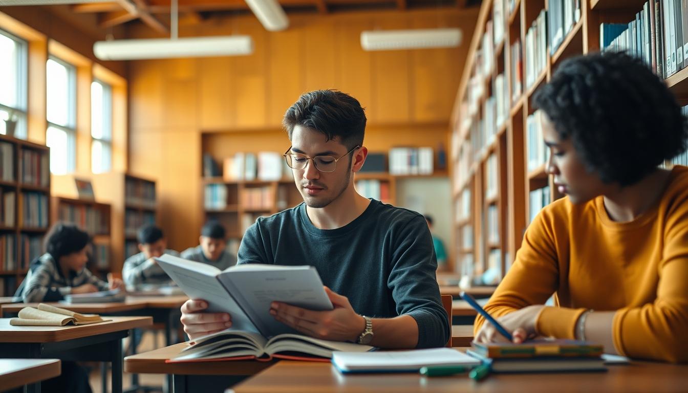 Student preparing for exams with study materials